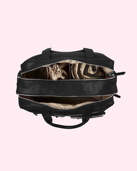 Faux Leather Carry All Nappy Bag in Black