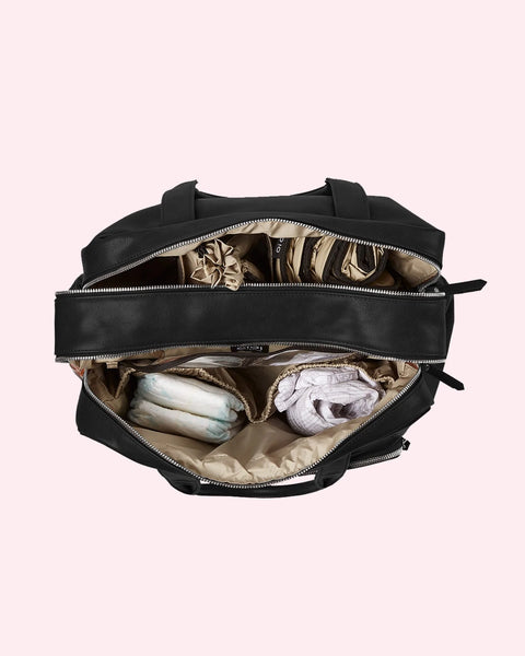 Faux Leather Carry All Nappy Bag in Black