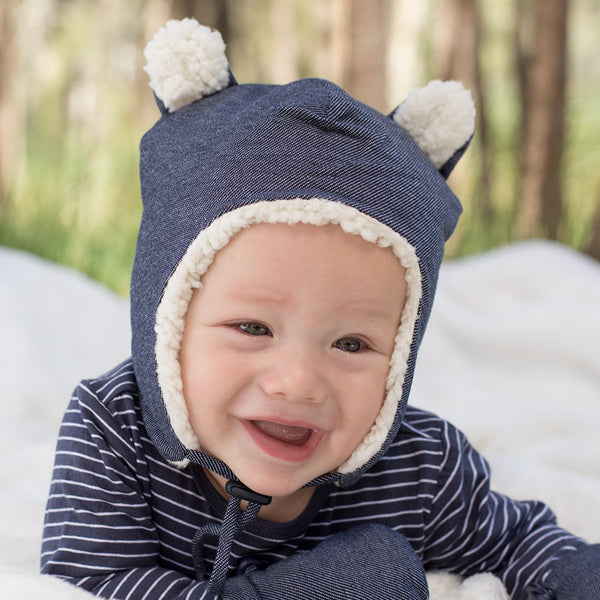 Teddy Fleecy Beanie in Denim