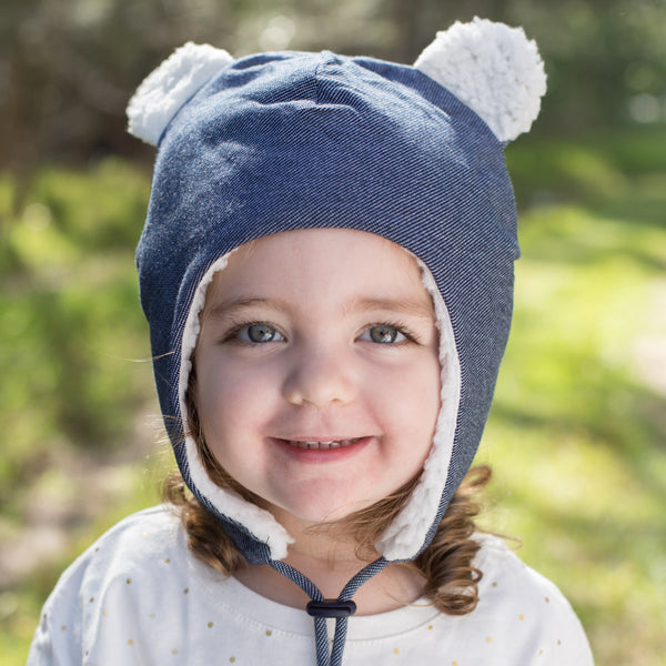 Teddy Fleecy Beanie in Denim