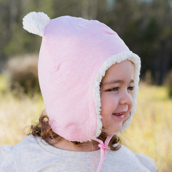 Teddy Fleecy Beanie in Baby Pink Marle