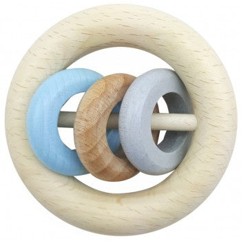 Hess-Spielzeug Rattle Round 3 Rings Natural Blue
