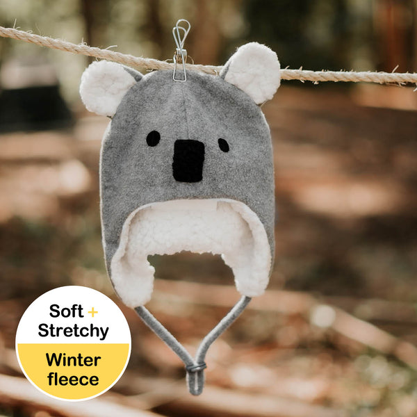 Koala Fleecy Beanie in Grey Marle