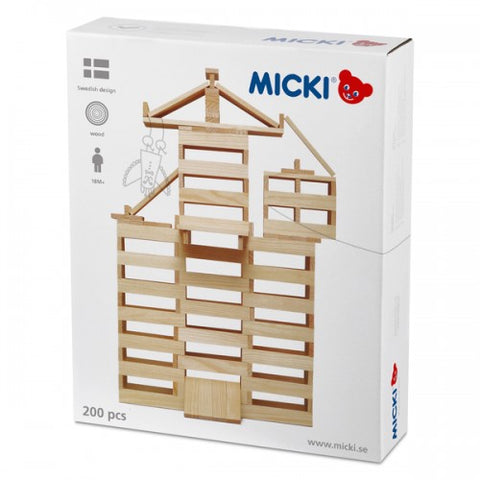 Micki Wooden Natural Building Planks 200 Pcs