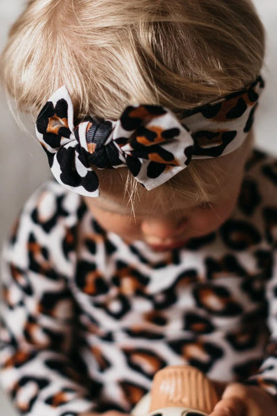 Natural Leopard Topknot Baby Headband