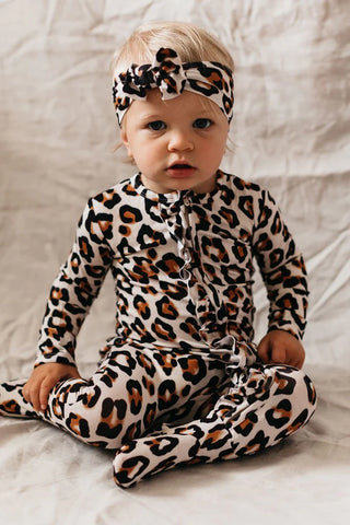 Natural Leopard Topknot Baby Headband