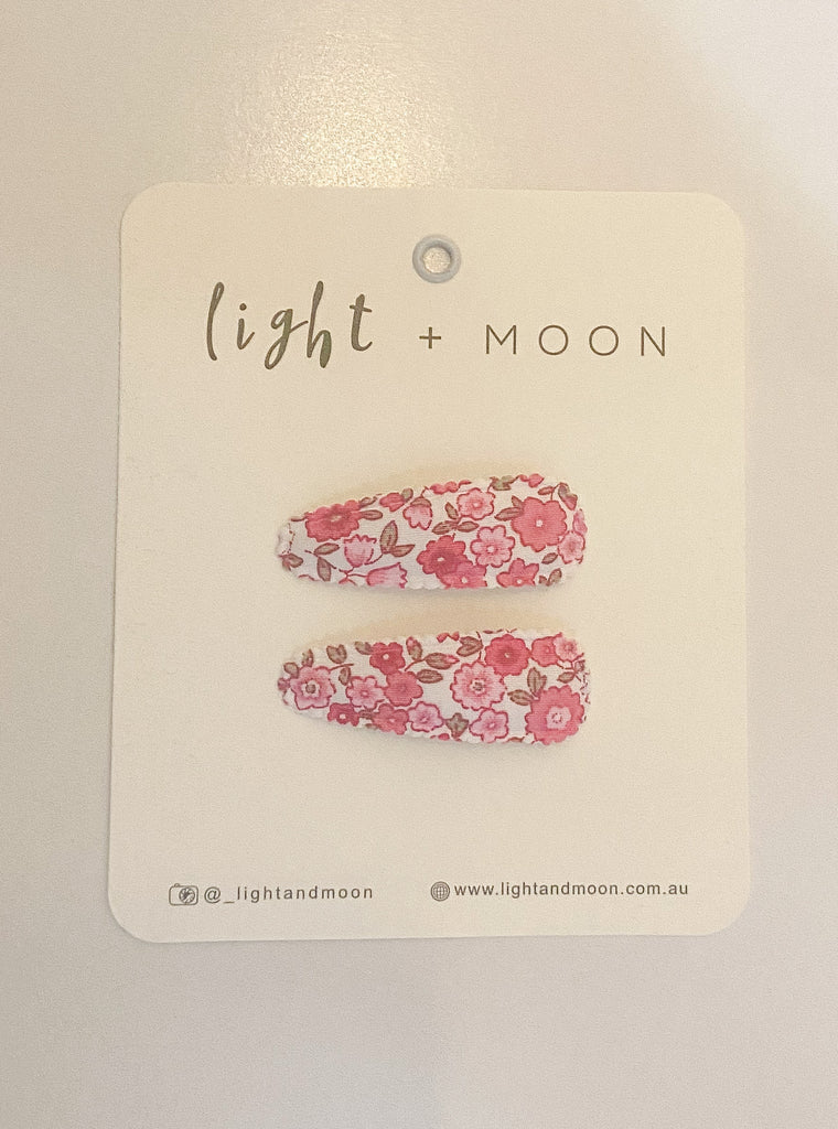 Pink Floral Cotton Snap Clips