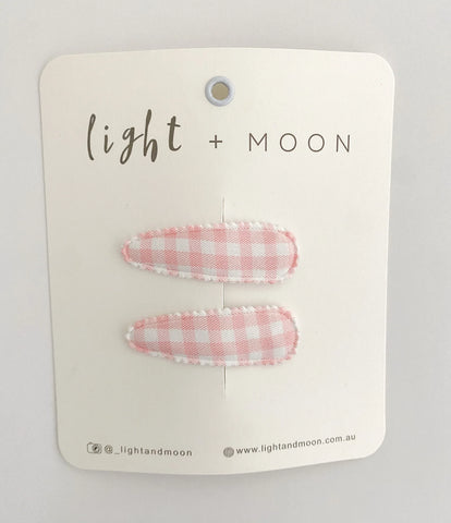 Pink Gingham Snap Clips