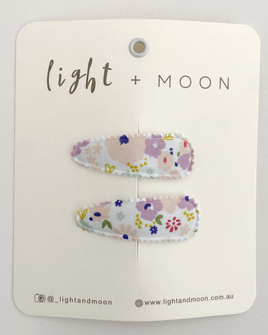 Purple Floral Cotton Snap Clips